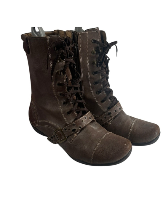 Taos Footwear Shoes - Taos boots cadette 2 Brown Leather Boots studded lace up zipper comfort sz 10